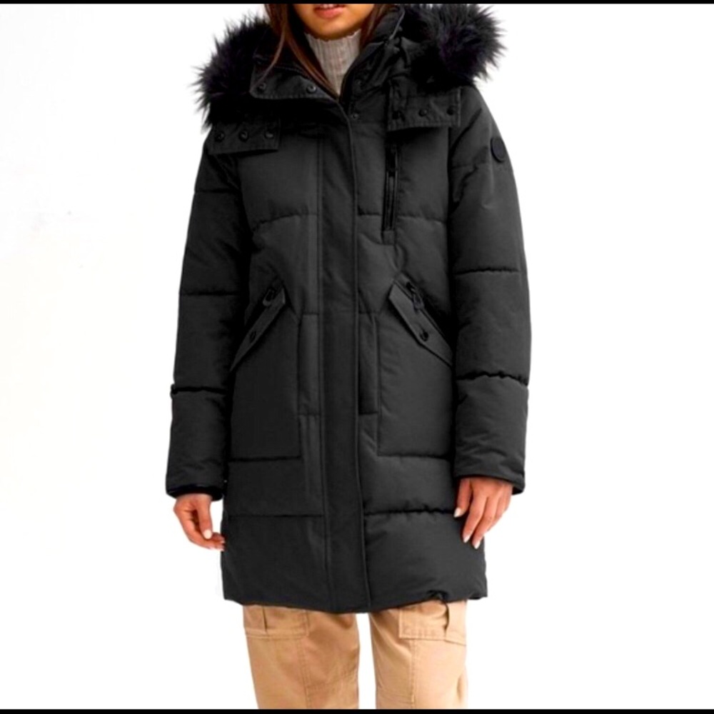 Noize Meg Faux Fur Trim Puffer Jacket Coat Plus